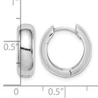 Sterling Silver Rhodium Polished Hinged Hoop Earrings view 4