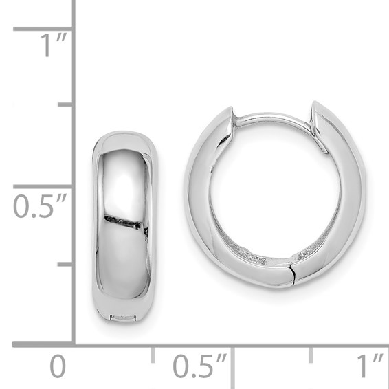 Sterling Silver Rhodium Polished Hinged Hoop Earrings