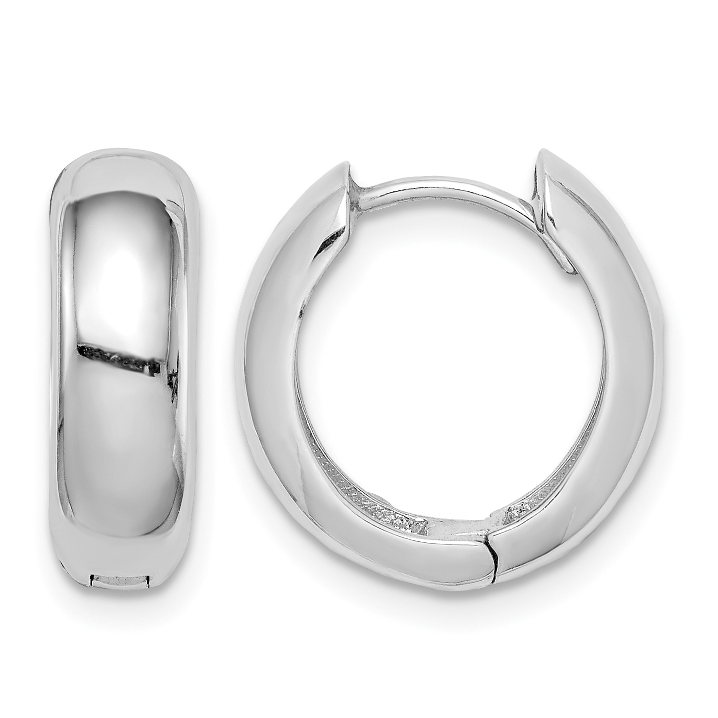 Sterling Silver Rhodium Polished Hinged Hoop Earrings (QE8493)