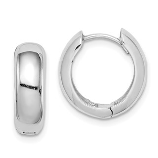 Sterling Silver Rhodium Polished Hinged Hoop Earrings