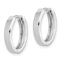 Sterling Silver Rhodium Polished Hinged Hoop Earrings view 2