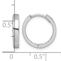 Sterling Silver Rhodium Polished Hinged Hoop Earrings view 4