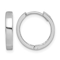 Sterling Silver Rhodium Polished Hinged Hoop Earrings view 1