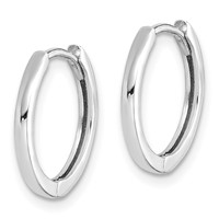 Sterling Silver Rhodium Polished Hinged Hoop Earrings view 2