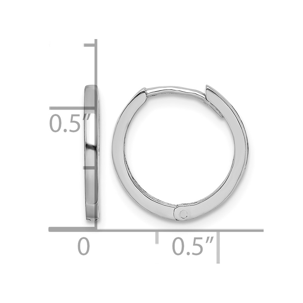 Sterling Silver Rhodium Polished Hinged Hoop Earrings (QE8495)