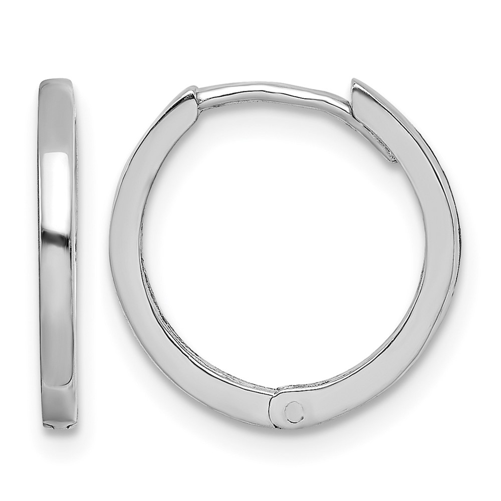 Sterling Silver Rhodium Polished Hinged Hoop Earrings (QE8495)