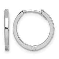 Sterling Silver Rhodium Polished Hinged Hoop Earrings view 1