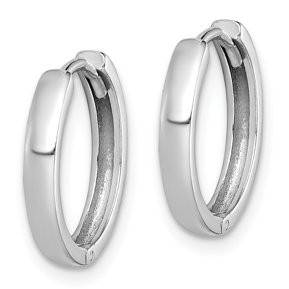 Sterling Silver Rhodium Polished Hinged Hoop Earrings (QE8496)