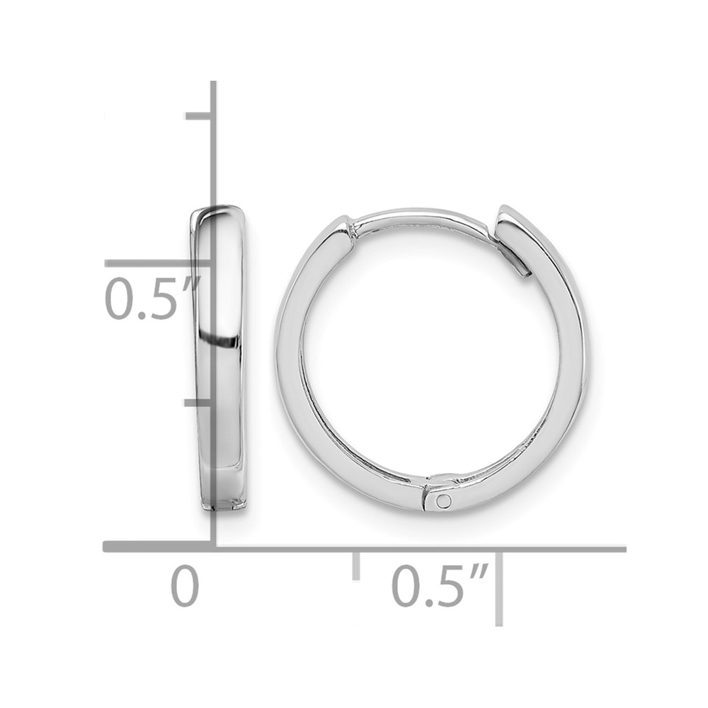 Sterling Silver Rhodium Polished Hinged Hoop Earrings (QE8496)