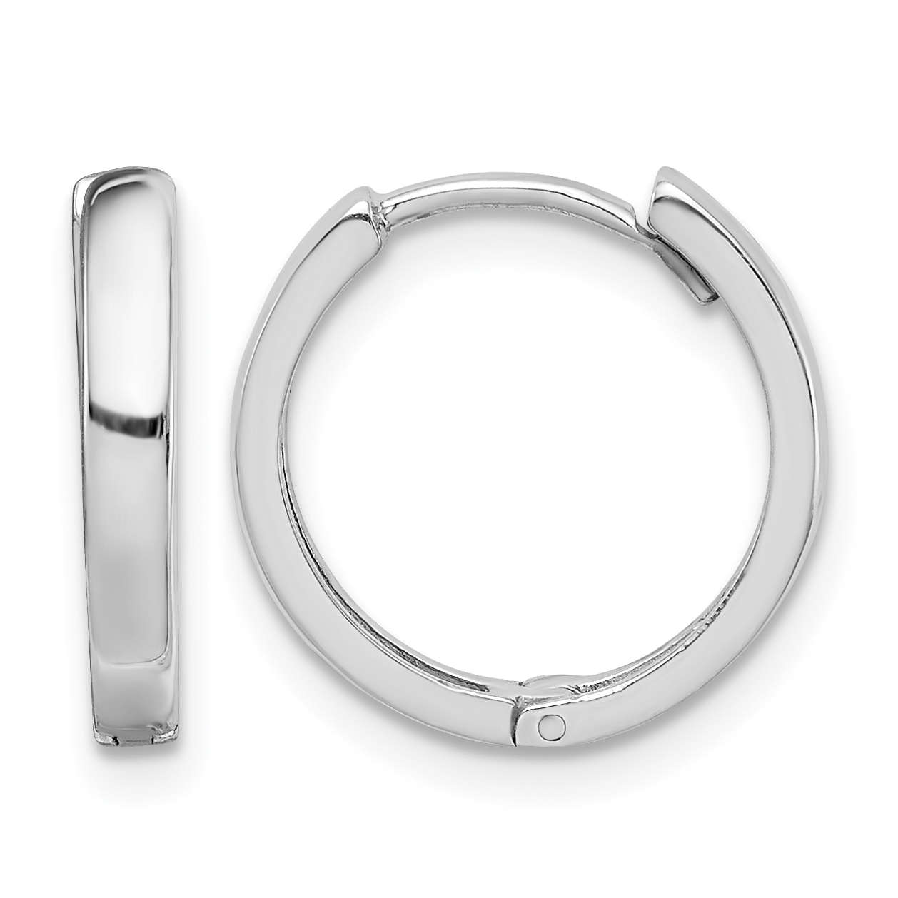 Sterling Silver Rhodium Polished Hinged Hoop Earrings (QE8496)