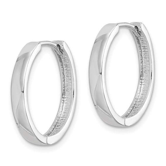 Sterling Silver Rhodium Polished Hinged Hoop Earrings