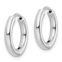 Sterling Silver Rhodium-plated Polished Hollow Hinged Hoop Earrings view 2