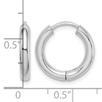 Sterling Silver Rhodium-plated Polished Hollow Hinged Hoop Earrings view 4