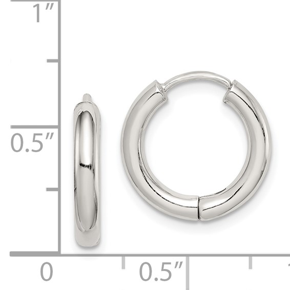 Sterling Silver Rhodium-plated Polished Hollow Hinged Hoop Earrings