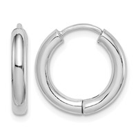 Sterling Silver Rhodium-plated Polished Hollow Hinged Hoop Earrings view 1