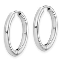 Sterling Silver Rhodium-plated Polished Hollow Hinged Hoop Earrings view 2