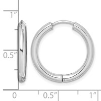 Sterling Silver Rhodium-plated Polished Hollow Hinged Hoop Earrings view 4