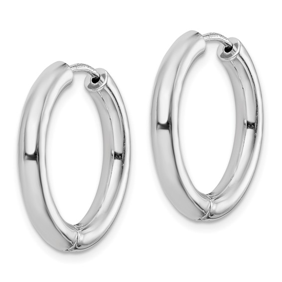 Sterling Silver Rhodium Polished Hinged Hoop Earrings