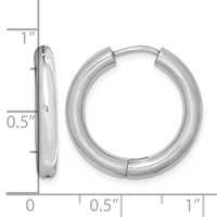 Sterling Silver Rhodium Polished Hinged Hoop Earrings view 4