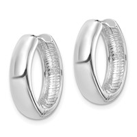 Sterling Silver Rhodium Polished Hinged Hoop Earrings view 2