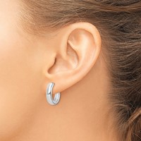 Sterling Silver Rhodium Polished Hinged Hoop Earrings view 3