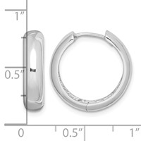 Sterling Silver Rhodium Polished Hinged Hoop Earrings view 4