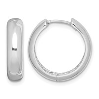Sterling Silver Rhodium Polished Hinged Hoop Earrings view 1
