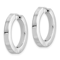 Sterling Silver Rhodium-plated Hollow Hinged Hoop Earrings view 2