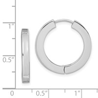 Sterling Silver Rhodium-plated Hollow Hinged Hoop Earrings view 4