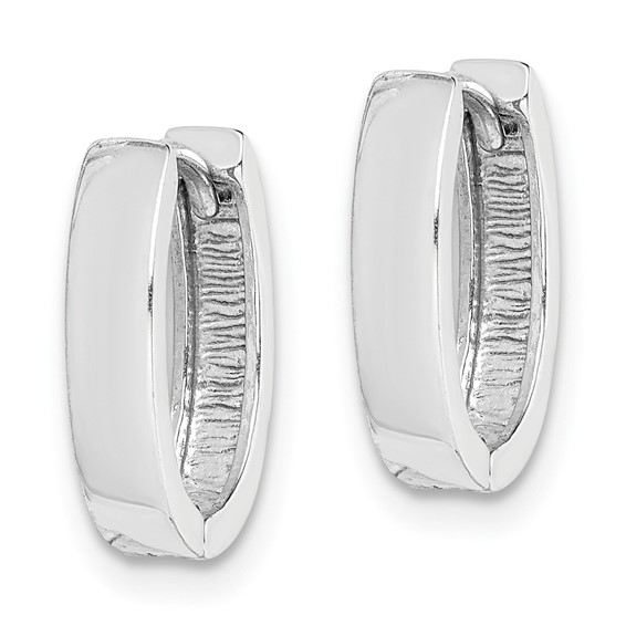 Sterling Silver Rhodium Polished Hinged Hoop Earrings