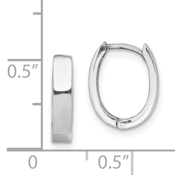 Sterling Silver Rhodium Polished Hinged Hoop Earrings