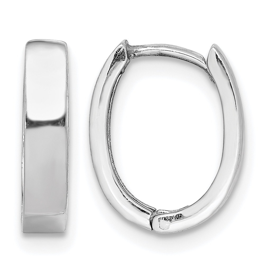 Sterling Silver Rhodium Polished Hinged Hoop Earrings (QE8504)