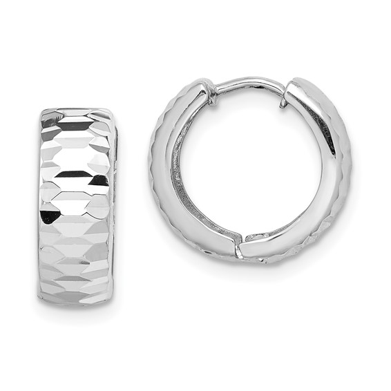 Sterling Silver Diamond-cut Hoop Earring