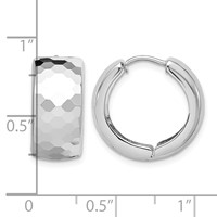 Sterling Silver Rhodium Polished Patterned Hinged Hoop Earrings view 4