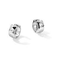 Sterling Silver Rhodium Polished Patterned Hinged Hoop Earrings view 5