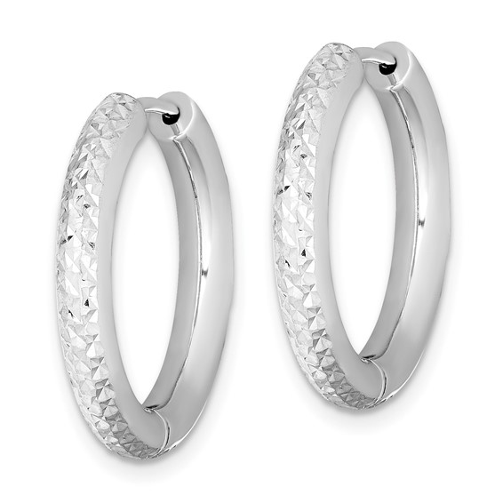 Sterling Silver Diamond-cut Hinged Hoop Earrings