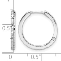 Sterling Silver Rhodium Polished Diamond Cut Hinged Hoop Earrings view 4