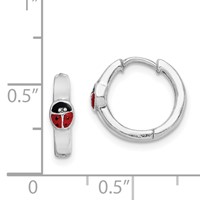 Sterling Silver RH-plated Enameled Ladybug Hinged Hoop Earrings view 4