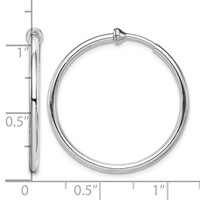 Sterling Silver RH-plated 2x 28mm Non-Pierced Round Hoop Earrings view 4