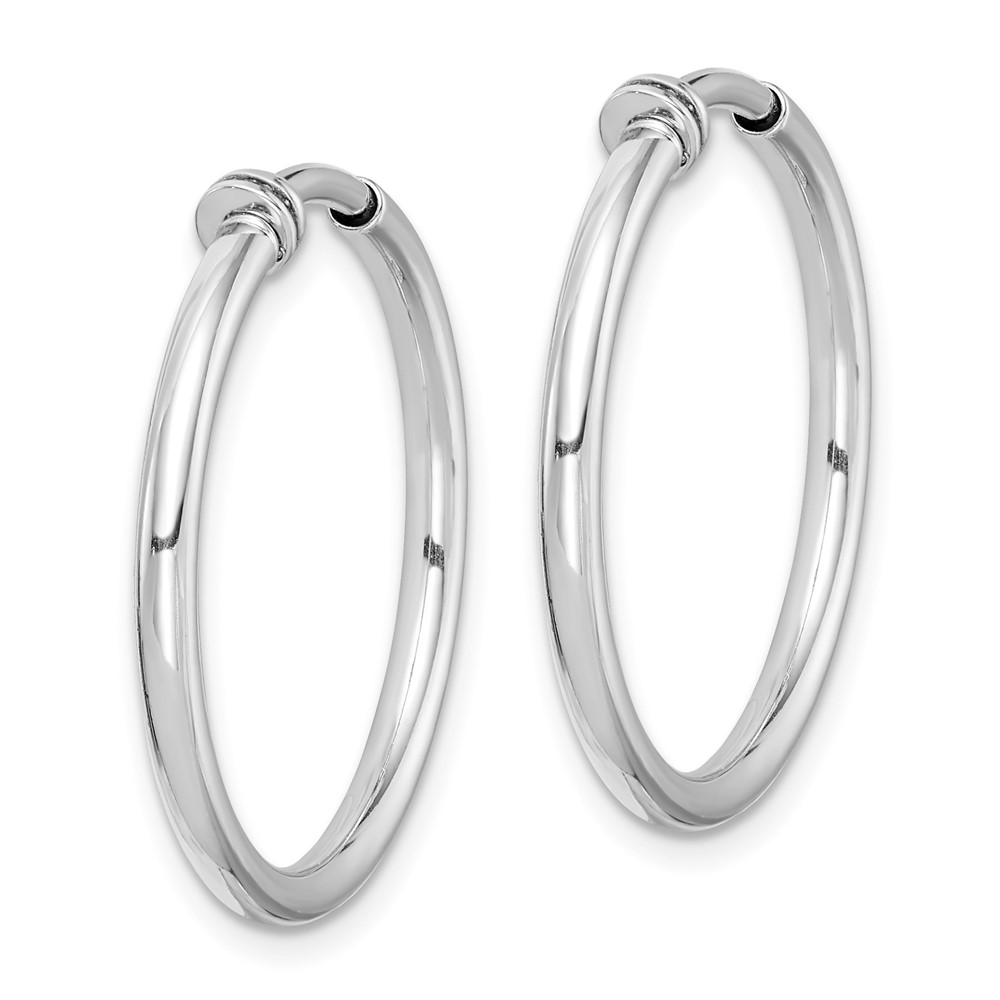 Sterling Silver RH-plated 2x24mm Non-Pierced Round Hoop Earrings (QE8550)