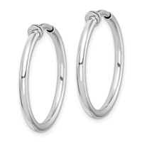 Sterling Silver RH-plated 2x 24mm Non-Pierced Round Hoop Earrings view 2