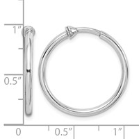 Sterling Silver RH-plated 2x 24mm Non-Pierced Round Hoop Earrings view 4
