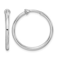 Sterling Silver RH-plated 2x 24mm Non-Pierced Round Hoop Earrings view 1