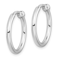 Sterling Silver RH-plated 2x 19mm Non-Pierced Round Hoop Earrings view 2