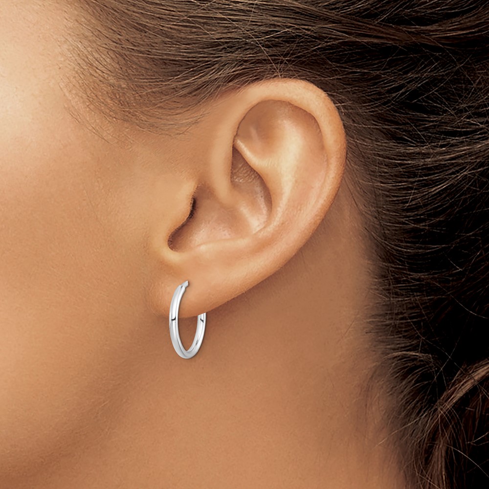 Sterling Silver RH-plated 2x19mm Non-Pierced Round Hoop Earrings (QE8551)