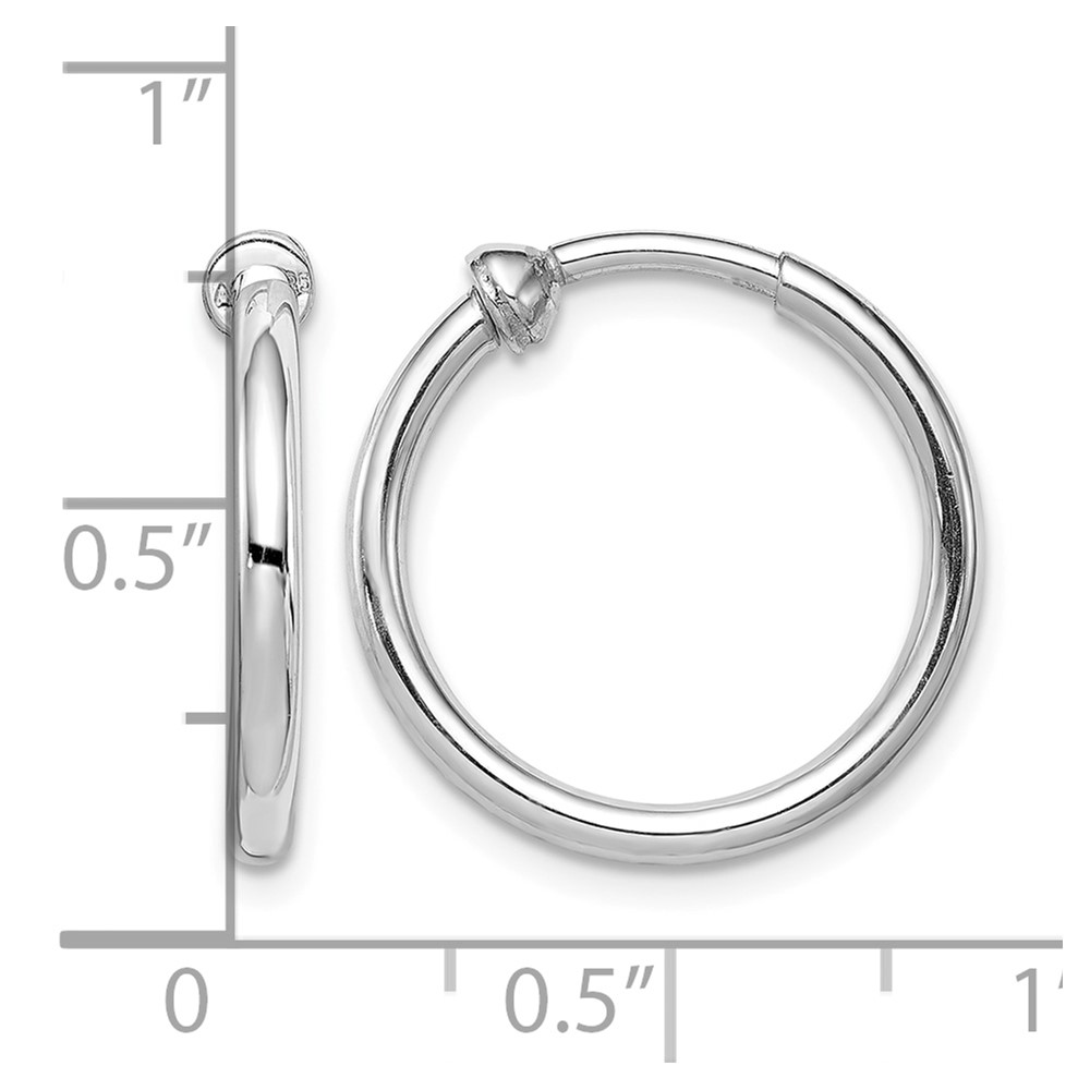 Sterling Silver RH-plated 2x19mm Non-Pierced Round Hoop Earrings (QE8551)