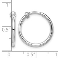 Sterling Silver RH-plated 2x 19mm Non-Pierced Round Hoop Earrings view 4