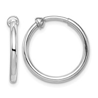 Sterling Silver RH-plated 2x 19mm Non-Pierced Round Hoop Earrings view 1