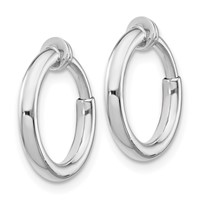 Sterling Silver RH-plated 2x 14mm Non-Pierced Round Hoop Earrings view 2