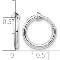 Sterling Silver RH-plated 2x 14mm Non-Pierced Round Hoop Earrings view 4